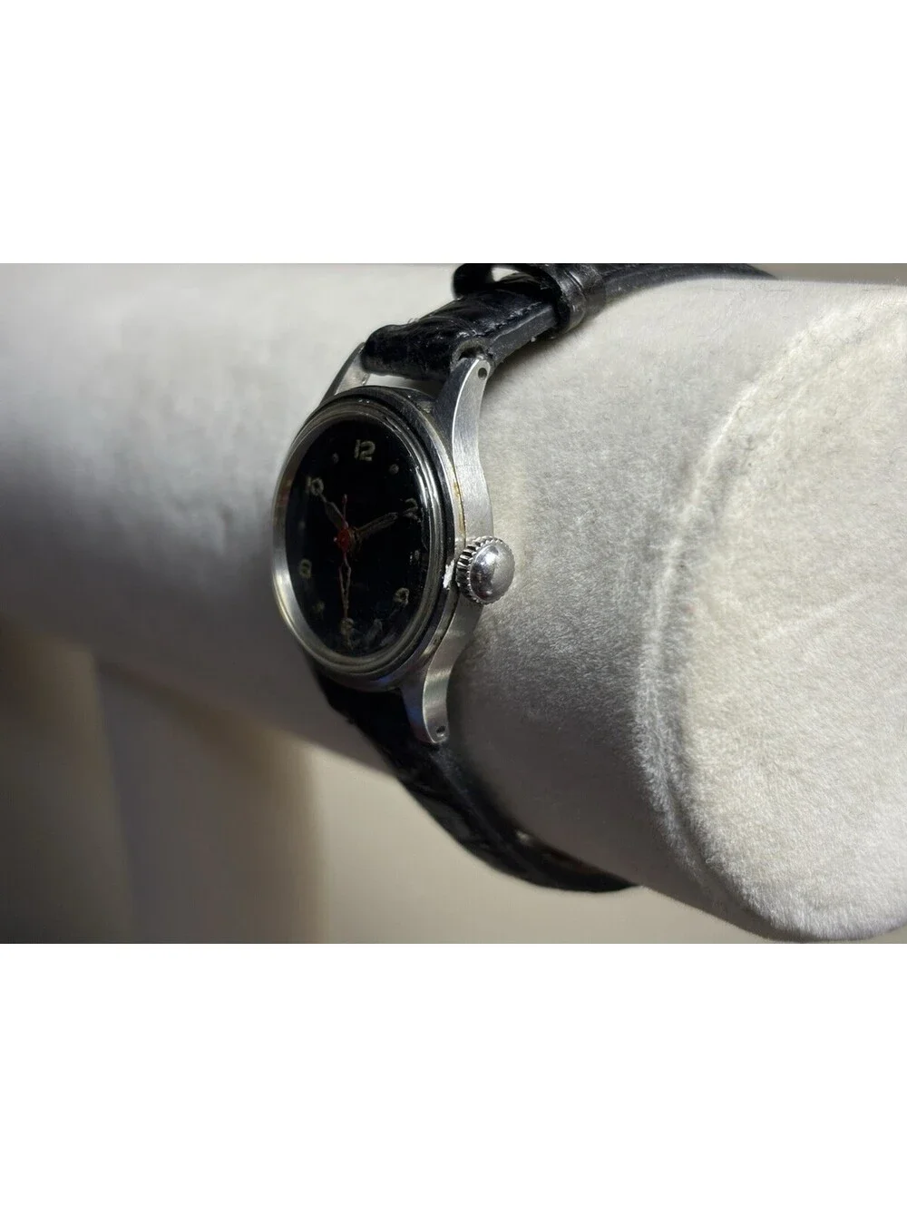 Vintage Lockwood Swiss Mechanical Watch Black Dial Red Seconds Hand 1950s RUNS